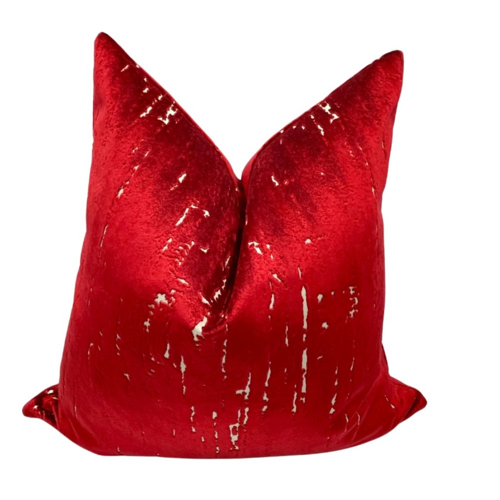 Two Luxe Red Velvet Pillow Covers (2 Covers Included)
